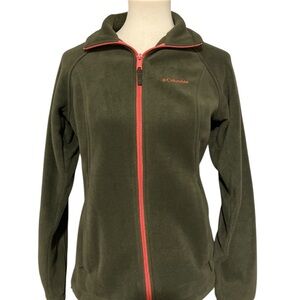 COLUMBIA Olive Green Fleece Zip-Up Jacket Small